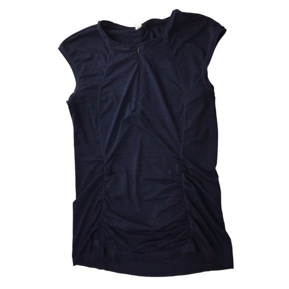 ATHLETA Pacifica 1/2 Zip Cap Sleeve Rash Guard Shirt Short Sleeve Size Women's M - Picture 3 of 8